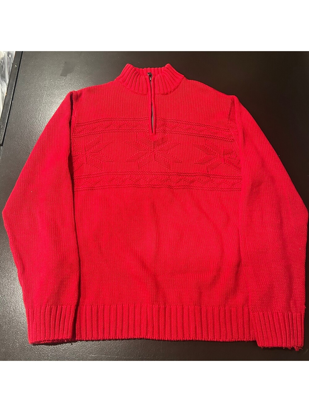 Vintage 90s y2k Chaps Men's Red Cotton Half-Zip Pullover Sweater Medium